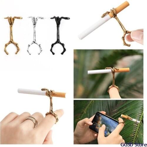 Cigarette Holder Ring Rack Smoking Accessories Metal Lighter Rolling Tray Finger Ring Clip for Women Men Gifts Cigarette Holder