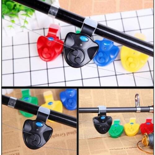 Fishing Electronic LED Light Fish Bite Sound Alarm Clock Clip On Fishing Rod Black Tackle With Button Battery