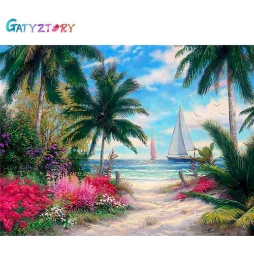 GATYZTORY DIY Pictures By Number Landscape Kits Painting By Numbers House Drawing On Canvas Gift Home Decor Hand Painted Paintin