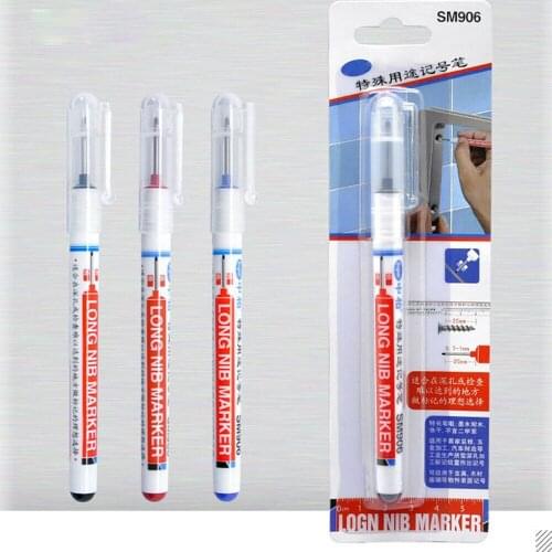 Hot Sale 20mm Long Head Markers Bathroom Woodworking Decoration Multi-purpose Deep Hole Marker Pens 3 Colors