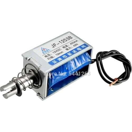 JF-1253B DC6V 12V 24V 42N 10mm Stroke Pull Push Type Open Frame Solenoid Electromagnet Linear Motion