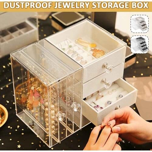 Cosmetic Storage Box Jewelry Storage Box Make-up Organizer Lipstick Stand Earrings Display Stand Drawer Transparent Acrylic