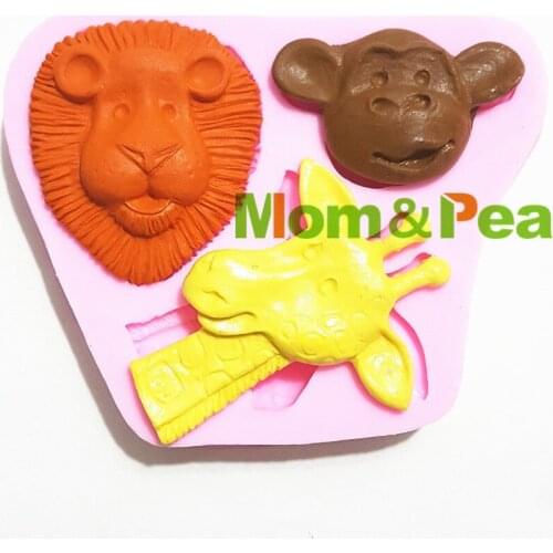 Mom&Pea 1197 Free Shipping Lion Monkey Giraffe Silicone Mold Cake Decoration Fondant Cake 3D Mold Food Grade