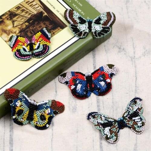 Maxsin 1 Pcs High Quality Hand-beaded Embroidery Color Butterfly Stickers Hand-sewn Garment Patch Handbag Hat Decoration DIY