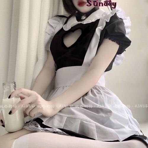 Sweet Japanese Lolita Maid Cosplay Costume Lace Cute Sexy Lingerie Student Role Play Uniform Anime Sleepwear Maid Night Dress