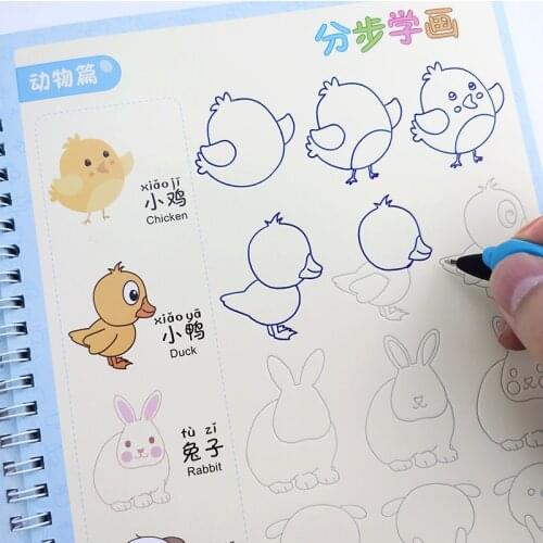 Reusable Painting Copybook Hand lettering book Groove Auto Fades Coloring Books For Kids Children Drawing books libros copy book