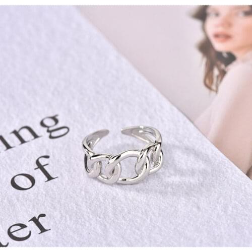 Trendy Simple Metal Gold Chunky Chain Rings Link Twisted Geometric Rings for Women Vintage Open Rings Adjustable 2020 New