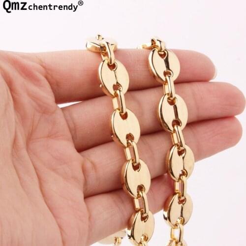 Fashion Hip hop Mens Punk Cool The coffee beans Chain Link Necklace 316L Stainless Steel Male Chain Punk Rapper Necklace Jewlery