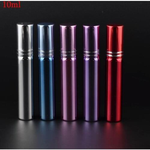 MUB - 10ML (100Pieces/Lot) Portable Mini UV Glass Perfume Bottle Atomizer Travel Metal Sprayer Pump Bottles