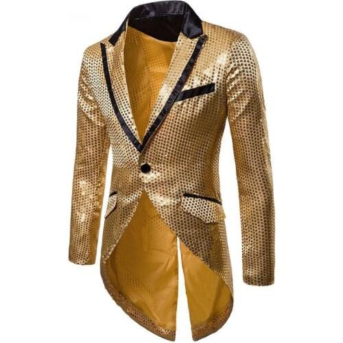 Mens Suit jacket autumn and winter evening dress tuxedo mens lapel suit Shiny Sequin Tuxedo Stage Performer Style Men Blazer