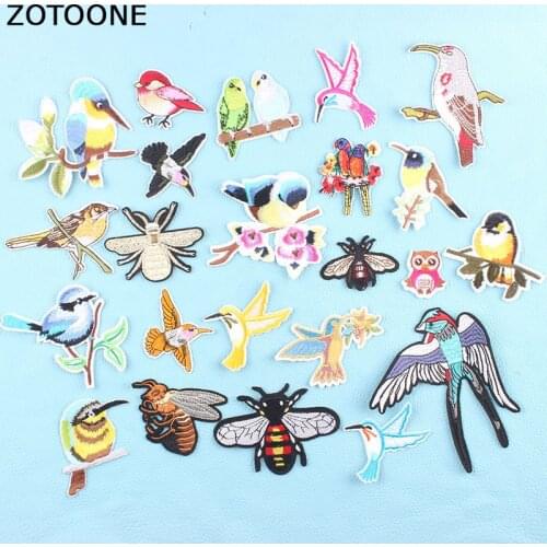 ZOTOONE Iron on Patch Fly Bird Embroidered Patch Iron on Fabric Badge Sew on Clothes Bags Appliques DIY Animal Patch Stickers C