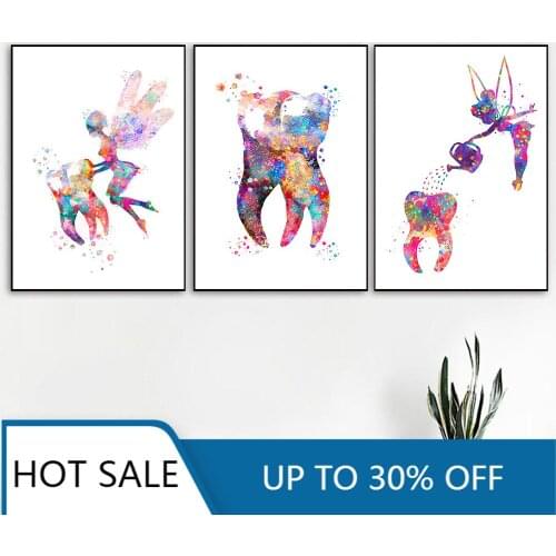 Dental Tooth Fairy Wall Art Canvas Painting Posters Prints Dental Hygienist Wall Decor for Living Room Aesthetic Home Decoration
