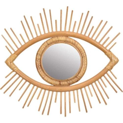 Rattan Decorative Wall Mirror Beautiful Natural Wall Decoration Eye Art Decor Pendant For Apartment Living Room Bedroom