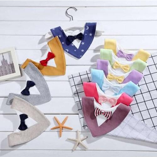 New Fashion Black Color Dress style Cotton Baby Bibs Infant Baby Bibs Kids Cartoon Waterproof Bib Gentlemens Triangle Baby Bib