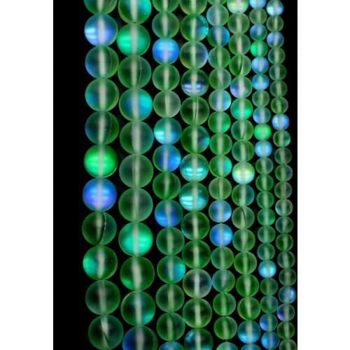 Oameusa 6mm 8mm 10mm 12mm Frosted Green Moonstone Stone Agates Beads DIY Earrings Rings Necklace Charms For Women