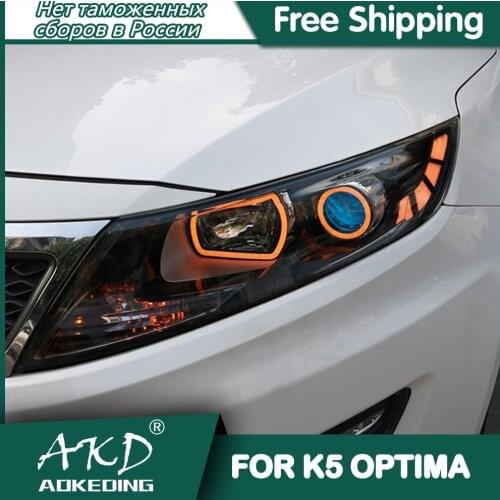 For Car KIA K5 Optima Headlights 2011-2014 DRL Day Running Light LED Bi Xenon Bulb Fog Lights Car Accessory K5 RIO Head Lamp