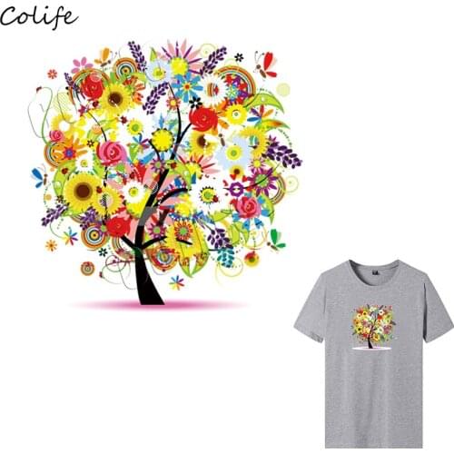 Flower Trees Iron-On Transfer Badges Clothing Deco New Design Heat Transfer Diy Accessory Washable Patch