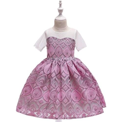 4-10 years old girl dress lace flower pattern fluffy knee-length dress cutely girl first communion dress