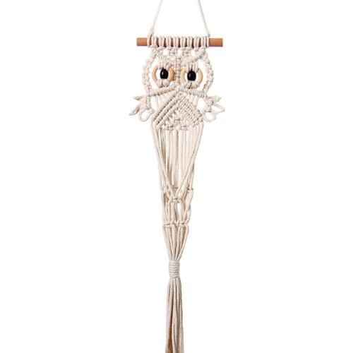 Hand-woven Cute Owl Tassel Hanging Basket Living Room Children Bedroom Layout Nordic Home Decoration Macrame Wall Hanging