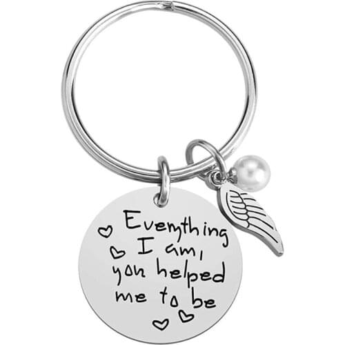 Dad Mom Gifts from Daughter for Mothers Day - Everything I Am You Helped Me To Be Keychain Christmas Birthday Gifts for Mom