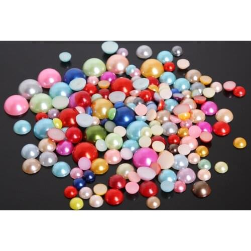 1.5-14mm White/Ivory/Mixed Craft ABS Imitation Pearls Half Round Cabochon Flatback Pearls Scrapbook Beads For Jewelry Findings