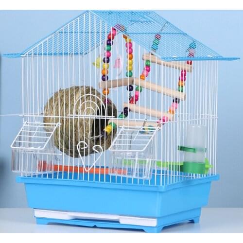 Stainless Steel Bird Cage Parrot Plastic Tray Rectangle Bird Cage Metal Small Houses Outdoor Jaula Grande Pet Supplies DL60NL