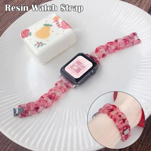 Resin Watch Strap for Apple Watch band 6 se 5 44mm 40mm chain for iwatch Series 5 4 3 2 1 band 42mm 38mm Loop Watchband Bracelet