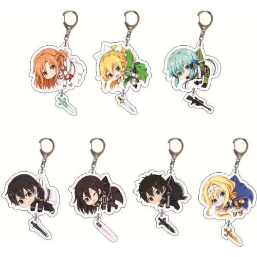 Anime Sword Art Online Acrylic Keychain Cartoon Figure Asuna Krito Pendant Key Ring Jewelry Gifts