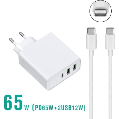 65W USB Type C PD Fast Wall Charger 20V 3.25A QC3.0 Laptop Adapter For Macbook Asus Hp Samsung Lenovo Notebook Phone Charger