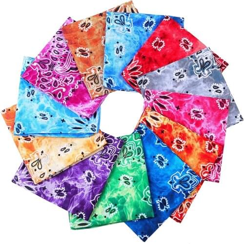 Tie Dye Bandana for Women Hair Accessories Men Cotton Square Hair Scarf Girls Fashion Headband Hip Hop Unisex Headscarf 2021