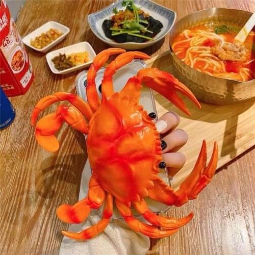 Creative Soft Pinch Hairy Crabs Lobster Phone Case For iPhone 11 12 Pro Max Mini SE 2020 6 7 8 Plus XS 6S X XR Silicone Cover