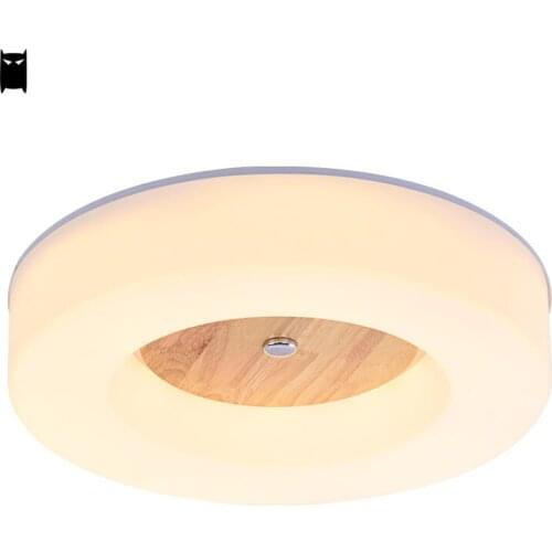 LED Wood Acrylic Round Ceiling Light Fixture Modern Style Flush Mount Plafon Plafonier Lamp Luminaria Foyer Bedroom Living Room