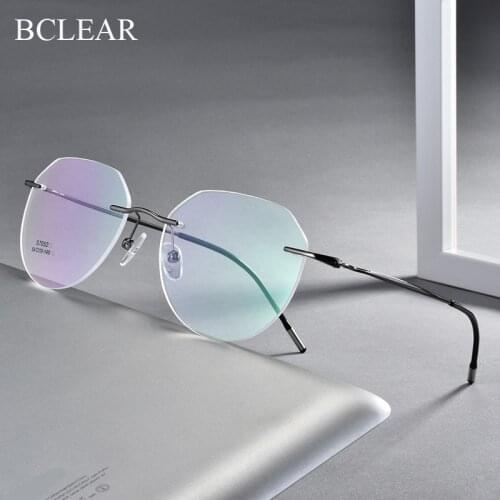 BCLEAR Alloy Rimless Fashion Designer Eyeglasses Frames Men Women Eyewear Lightweight Retro Spectacle Optical Frame очки 2020