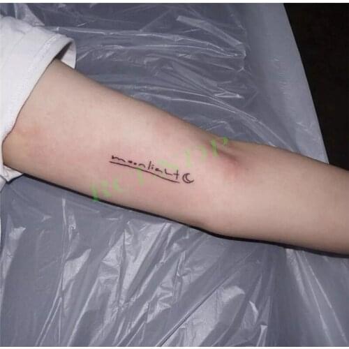 Waterproof Temporary Tattoo Sticker Lovely Moon Line Letter Cross Tatto Flash Tatoo Fake Tattoos for Kids Men Women