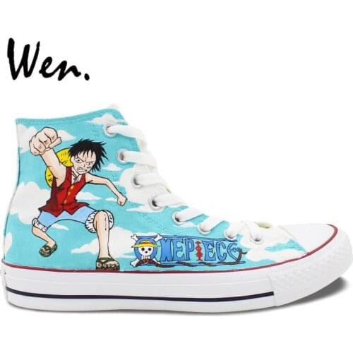 Wen Hand Painted Anime Shoes Design Custom One Piece Luffy Chopper Christmas Gifts for Men Women High Top Canvas Sneakers
