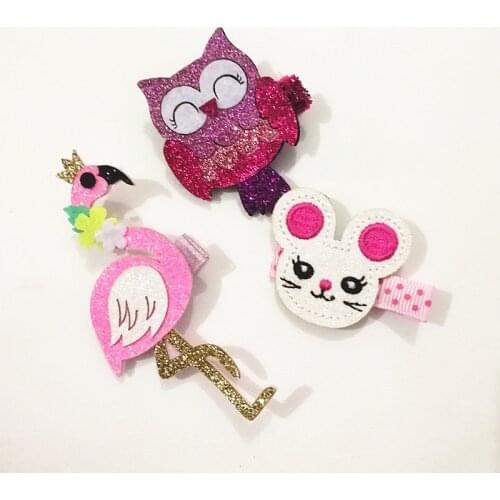 Animals Cute Rabbit Cartoon Swan Hair Clip Korean Shiny Girls Fawn Hair Owl Lovely Bea Hairpins Stars Princess Hairpin Cute