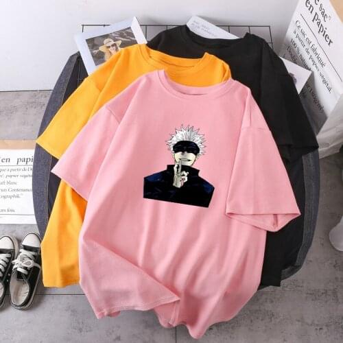 Gojo Satoru Elegant Womens T-shirts Short Sleeve Anime 2021 Retro Tshirts Outdoor Vintage Cosplay Tops Tees Ladies Camiaetas
