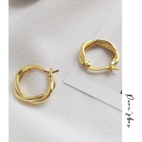 PerisBox 925 Sterling Sliver Small Twisted Hoops Earrings for Women Bohemia Geometric Circle Earrings Statement Hoop Earrings