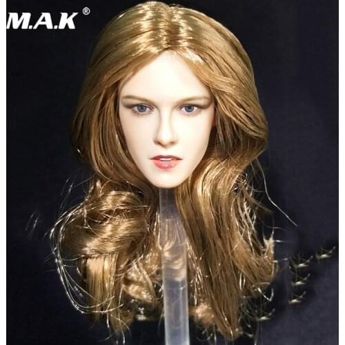 1/6 Scale American Actor Star Kristen Stewart Brown Long Hair Head Sculpt Carving Model Toys for 12'' Female Bodies