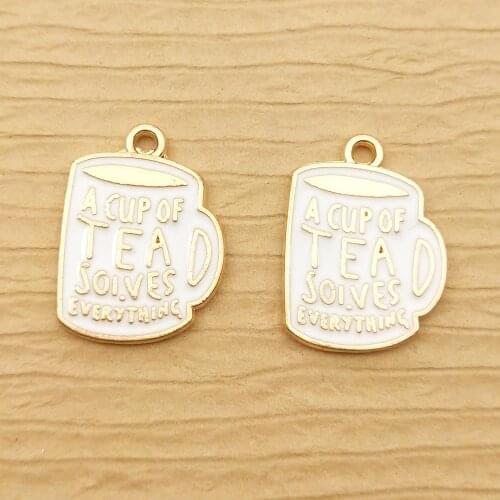 10pcs 15x20mm enamel tea cup charm for jewelry making crafting fashion earring pendant cute necklace charm bracelet charms