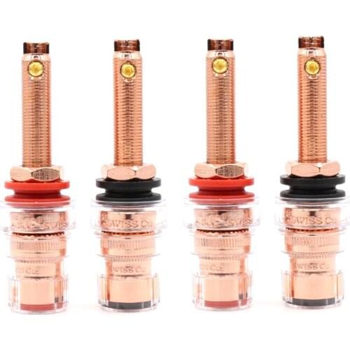 4pcs Hi-End Eutectic Copper Red Coppper plated plug hifi Speaker Amplifier Binding Post Terminal HI-END