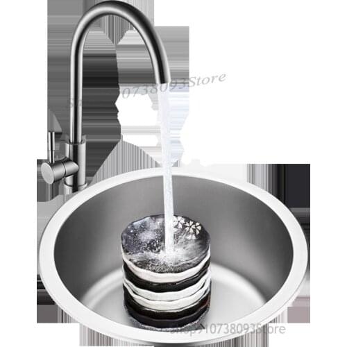304 Stainless Steel Bar Counter Round Small Sink Single Tank Thickened Balcony Kitchen Mini Under Counter Sink