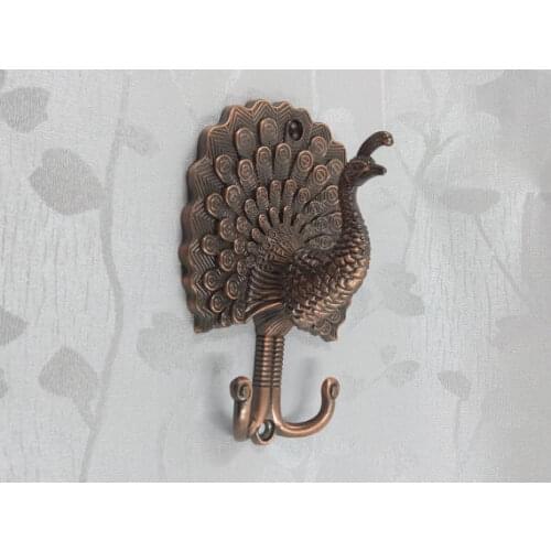 Peacock Decorative Wall Hook / Vintage Look Metal Wall Hooks Curtain Tie Backs Hardware Hat Coat Rack Hangers Home Decor