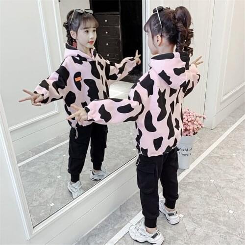 Children Clothing Autumn Winter Girls Sports Suits Girl Hooded Sweatshirt Pants Outfit Velour Tracksuit Kids Girls Clothes Sets