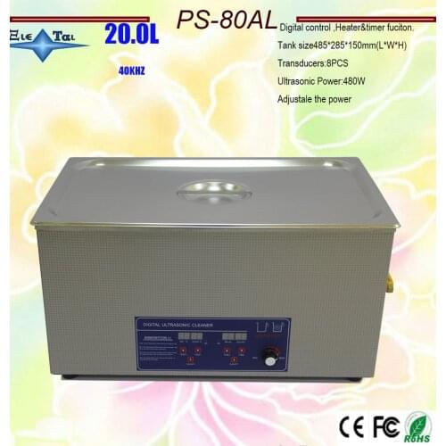 Hot sale 110V/220V Bath CleanerPS-80AL 40KHz power adjustable Ultrasonic Cleaner bath 20L Stainless Steel washing parts