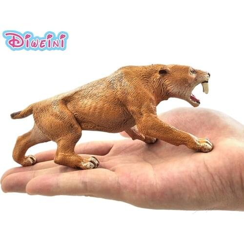 Simulation saber-toothed tiger Animal Model action figure fairy garden decoration accessories Gift For Kids Pvc educational toys