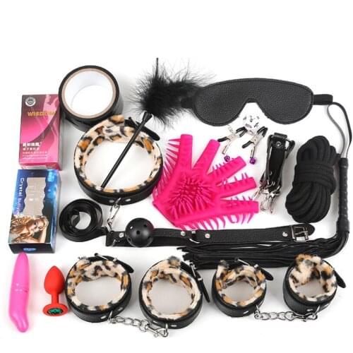 Sex Toys for Women Men Handcuffs Nipple Clamps Whip Spanking Sex Silicone Metal Anal Plug Butt Bdsm Vibrator Bondage S0189