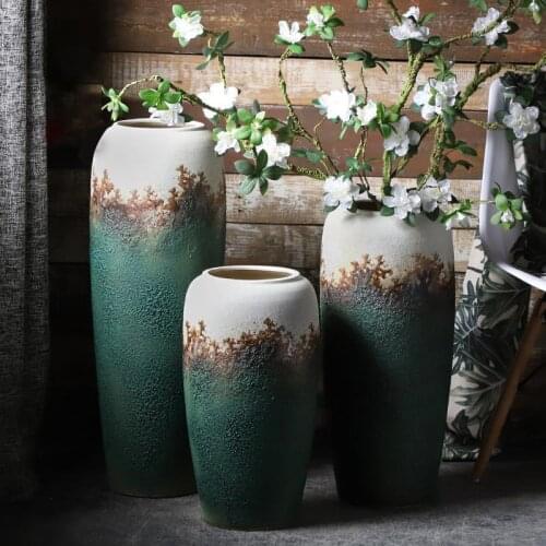 Chinese Ceramic Large Flower vase Nordic Vintage decoration Floor Vases for flowers living room decor Jarrones decorativos home