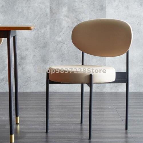 Leather Chair Back Chair Net Red Soft Bag Chair Northern Europe Simple Makeup Chair Book Chair Iron Modern Luxury Dining Chair