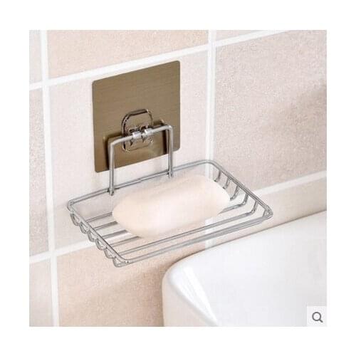 Creative Stainless Steel Rack Bathroom No Trace Paste Soapbox Bathroom Free Punch Wall Soap Holder Drain Sucker Soap Rack
